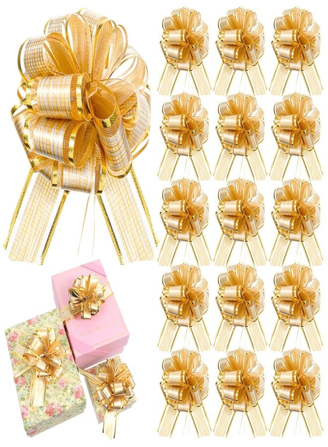 Zelphvt 40 Pcs Large Wrapping Pull Bows Gold Ribbon Pull Bows for Gift Wrapping, Gift Wrap Bows for Valentine's Day Christmas Birthday Gift Decorations(Gold) - Image 1